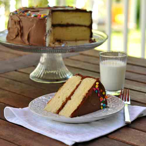 Yellow Butter Cake with Chocolate Frosting