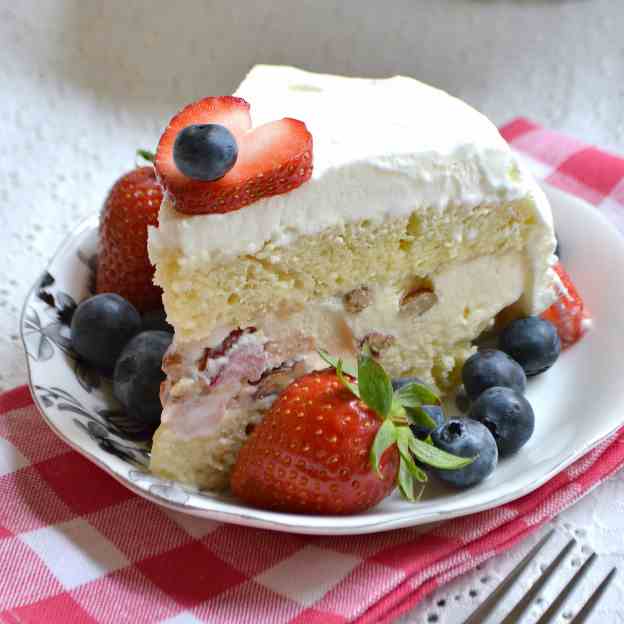 Strawberry Pecan Ice Cream Cake