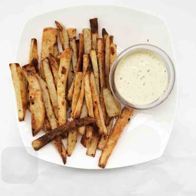 Oven Baked French Fries with Garlic Aioli 
