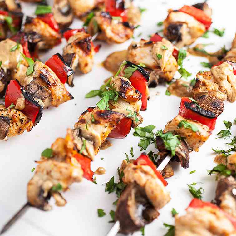 Grilled Chicken Skewers with Peanut Sauce