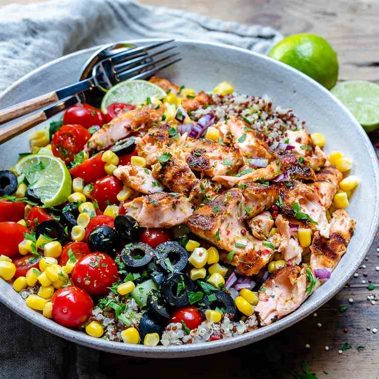 Grilled Salmon Bowl With Vegetables