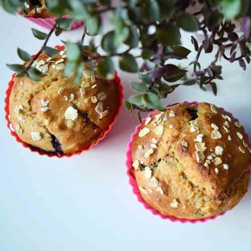 Healthy berry muffins with almonds
