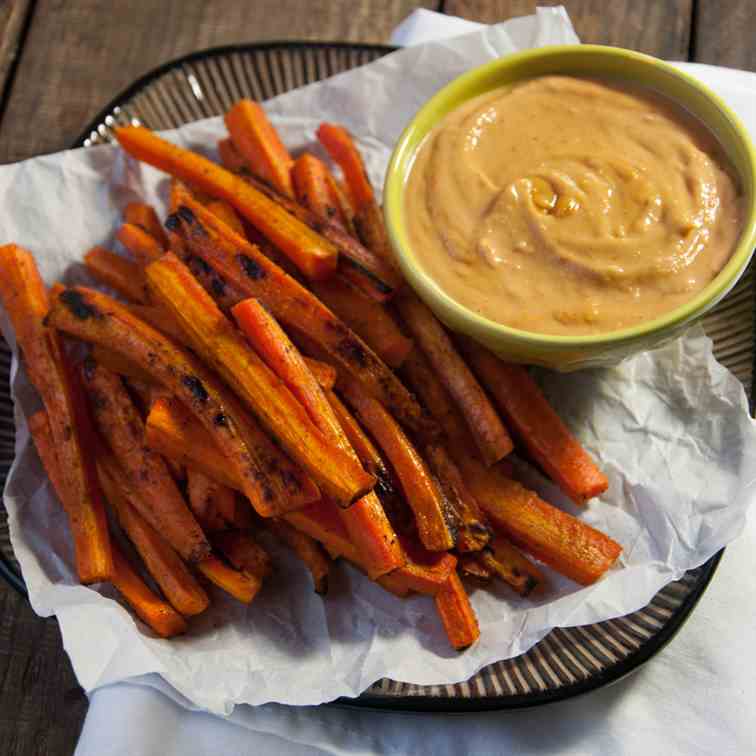 Curry Roasted Carrots with Peanut Sauce