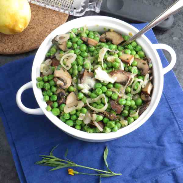 peas with shallots and mushrooms