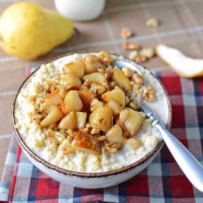 Pears w Brown Sugar, Bourbon, and Millet