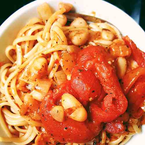 Smoky White Bean - Tomato Pasta