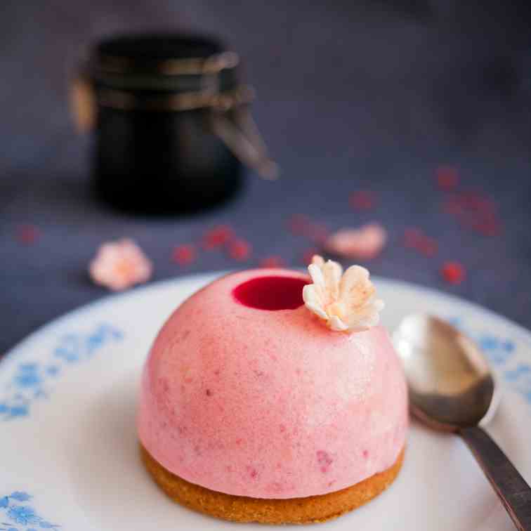 Strawberry Mousse Domes with Pastry Cream 