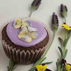 Brownie Cupcakes with Lavender Icing