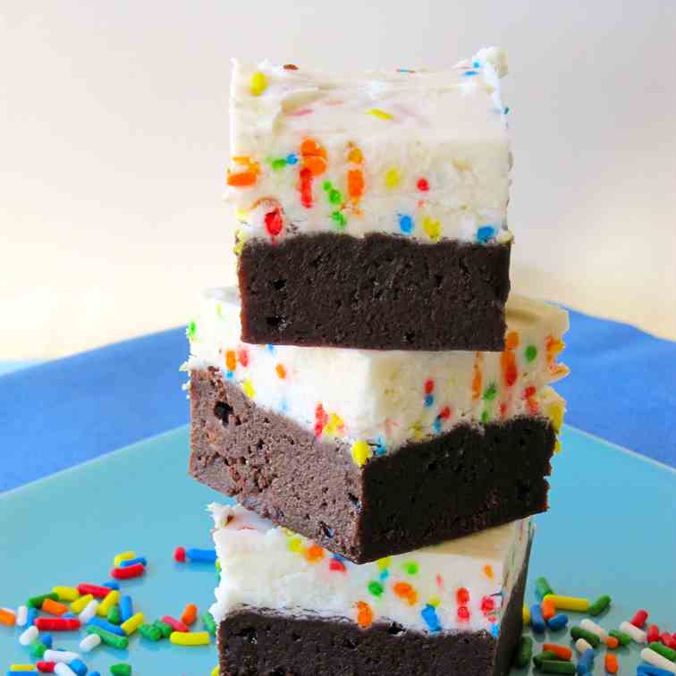 Homemade Brownies with Funfetti Frosting 