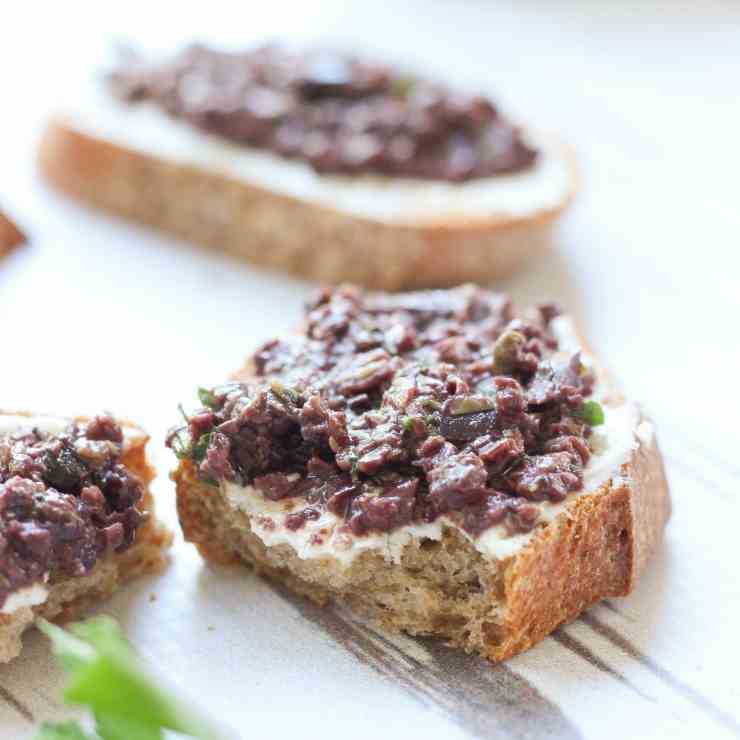 Crostini With Cream Cheese and Tapenade 