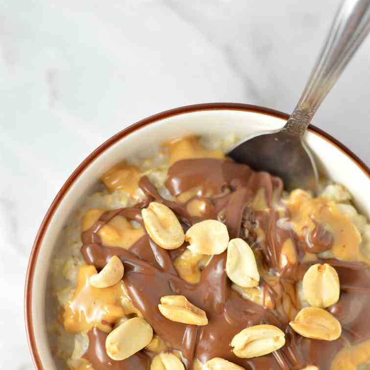 Peanut Butter Nutella Microwave Oatmeal