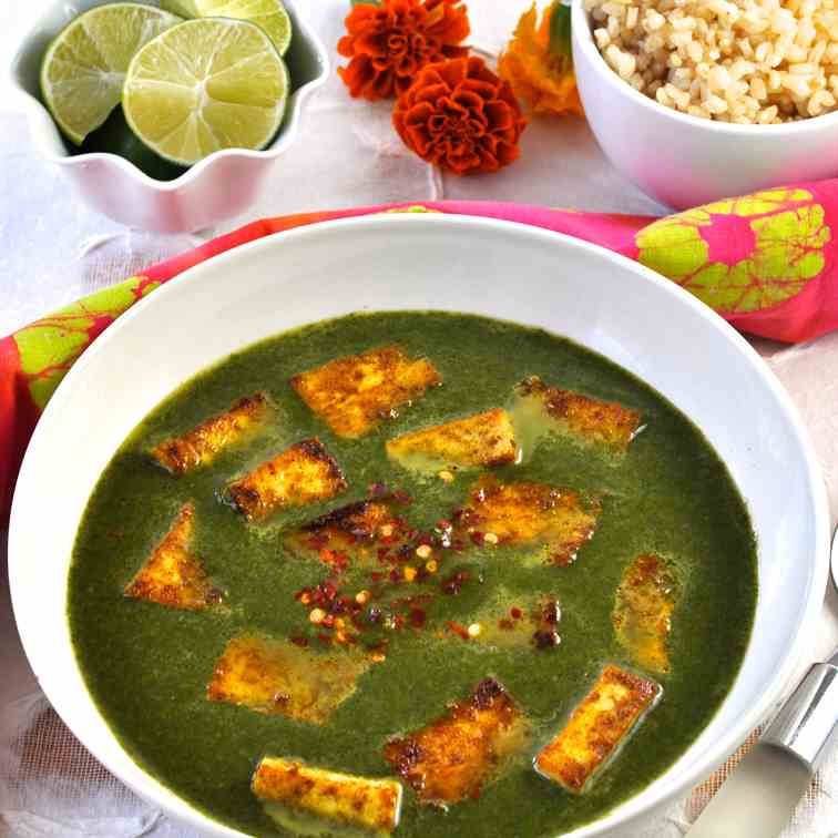 Palak Paneer with Tofu - Spinach Gravy