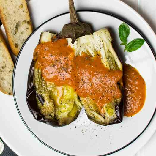 Roasted eggplant with tomato sauce