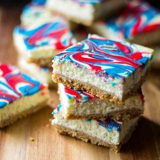 Red White and Blue Cheesecake Bars 