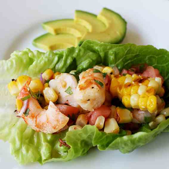 Grilled Shrimp & Organic Corn Salsa Wraps