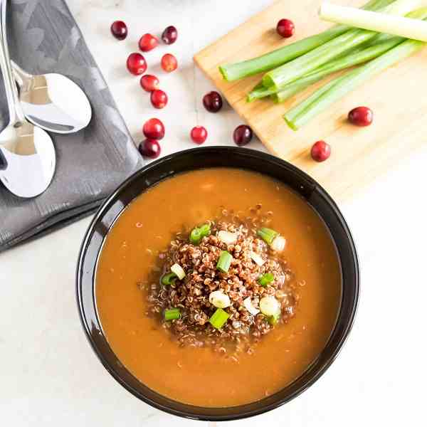  Red quinoa cranberry arugula soup