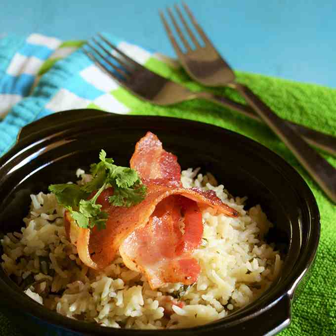 Spinach and Bacon Rice