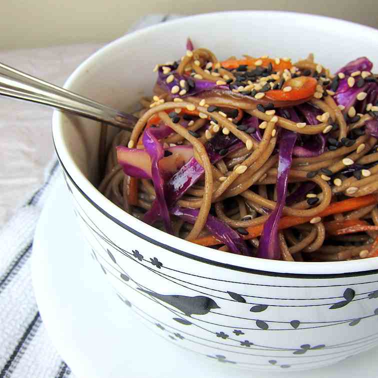 20 Minute Red Cabbage and Soba Stir Fry