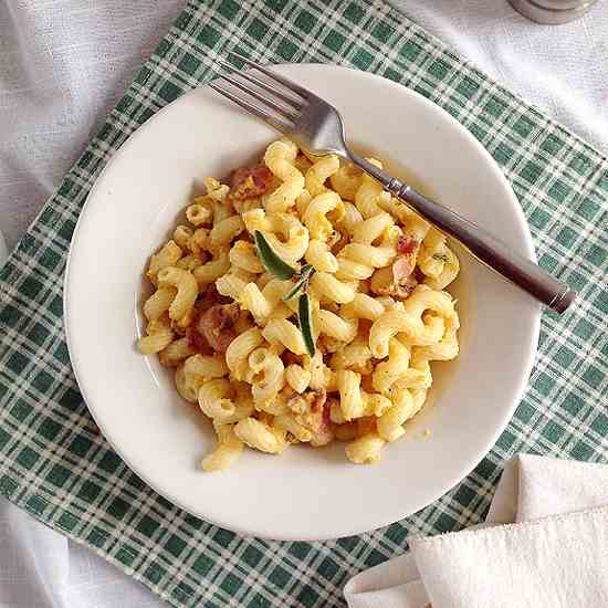 Cavatappi with Butternut Squash and Bacon
