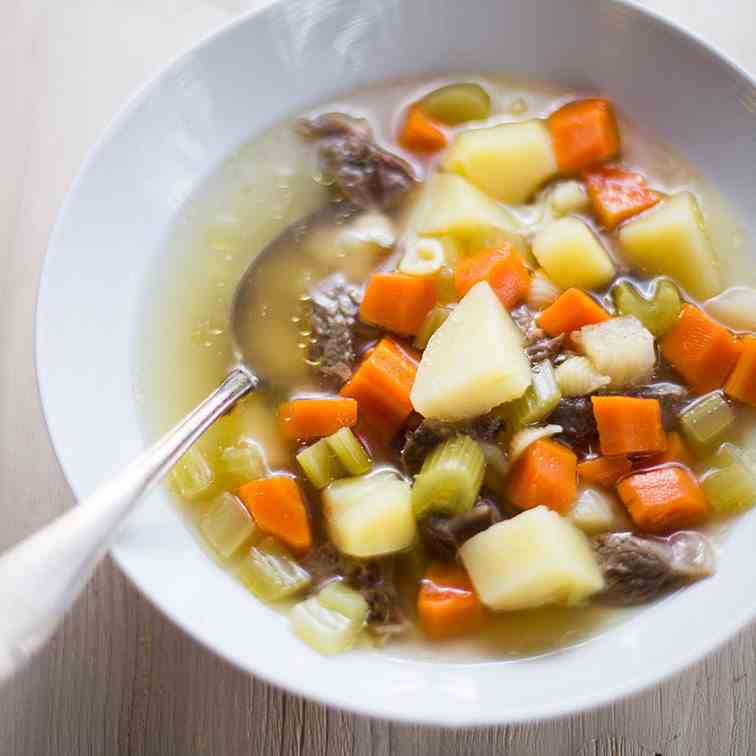 Beef shank and vegetable soup