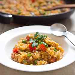 Chorizo, bell pepper and sweet pea risotto
