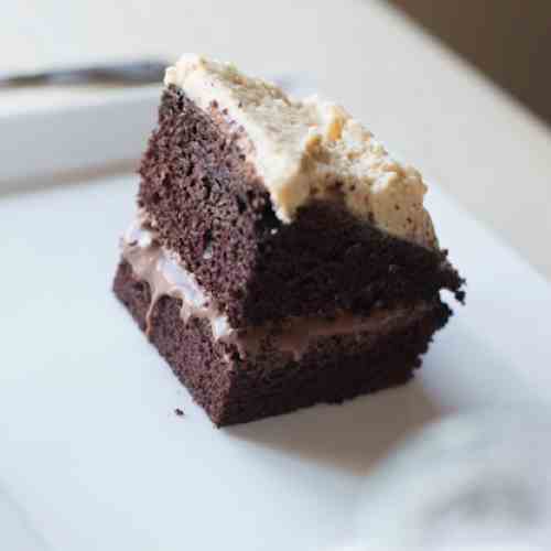 Quick Dark Chocolate Cake w- PB Frosting