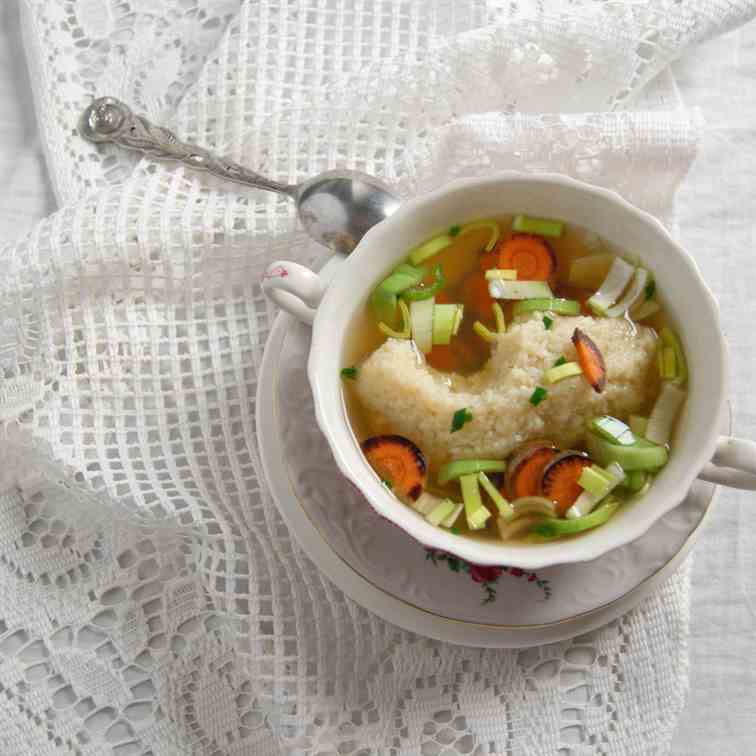 Semolina Dumplings with Veggie Soup