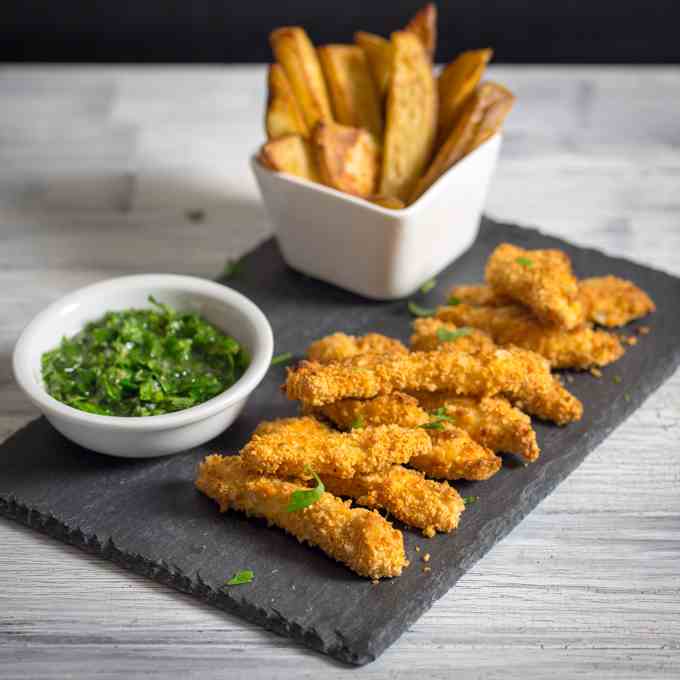 Crispy Chicken Strips with Chimichurri