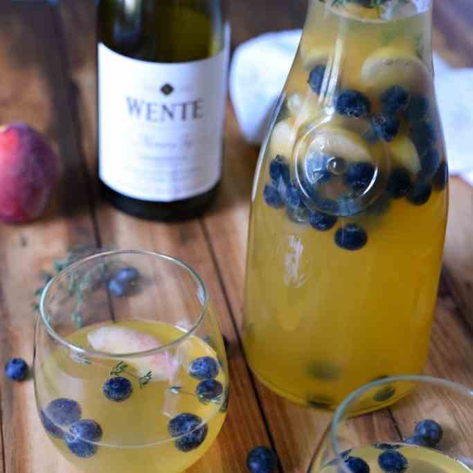 Peach Blueberry and Thyme Sangria