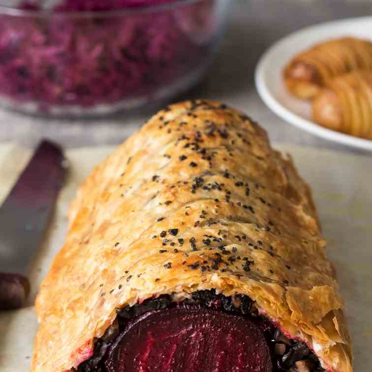 Beet Wellington with balsamic reduction
