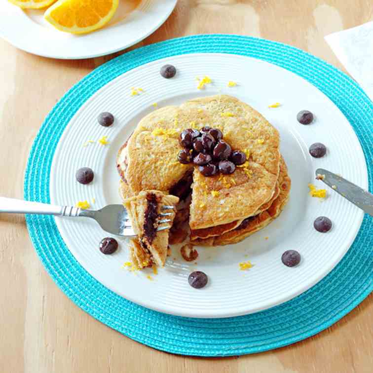 Orange Pancakes with Chocolate Chips