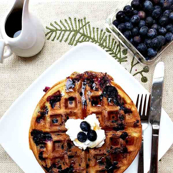 Rosewater blueberry waffles