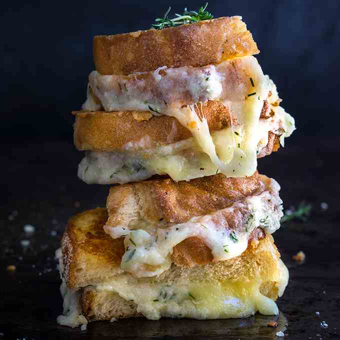 Garlic and herb loaded grilled cheese
