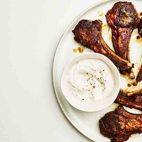 Spiced Marinated Lamb Chops with Garlicky 