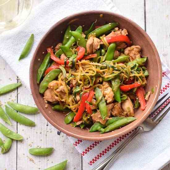 Zucchini Noodle Stir Fry with Chicken 