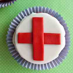 Red cross cupcakes