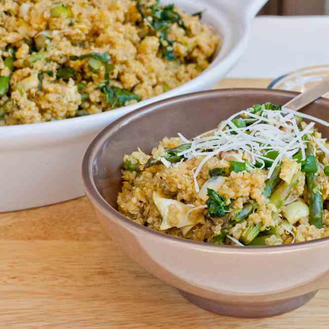 Quinoa w Artichokes, Asparagus and Kale