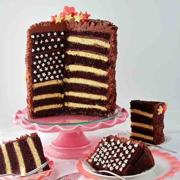 Chocolate Ruffle Flag Cake