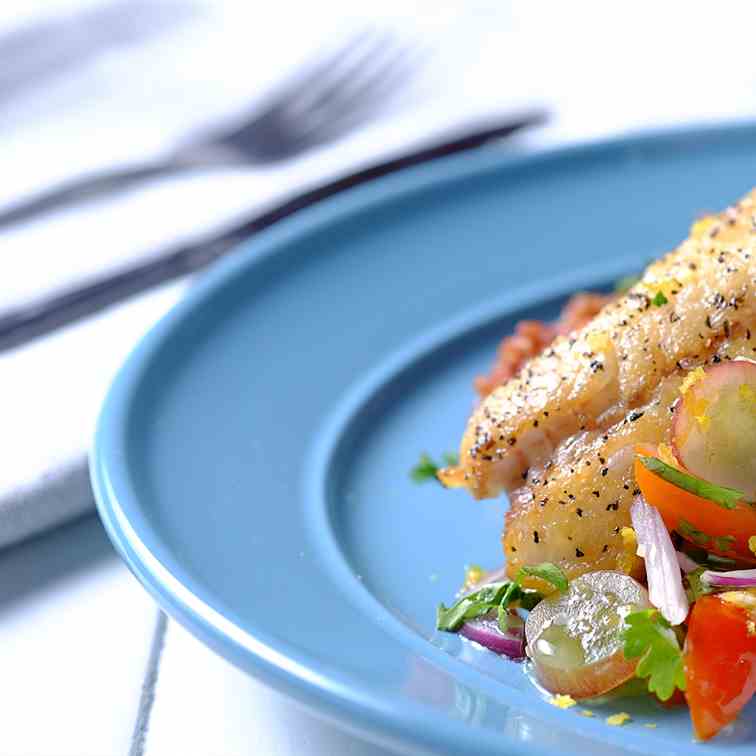 Pan-Fried Snapper Fillet with Fresh Grape 