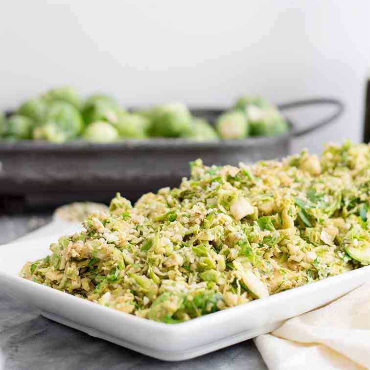 Shaved Brussels Sprouts Salad with Creamy 