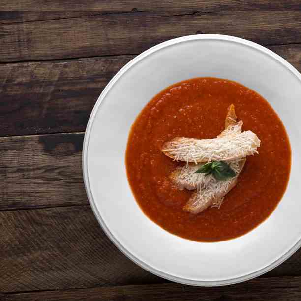 Cream Of Tomato Soup With A Slice 