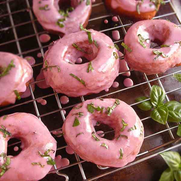 strawberry basil doughnuts