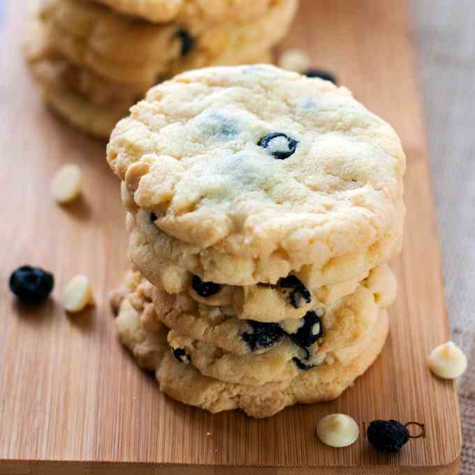 Buttery White Chocolate Blueberry Cookies