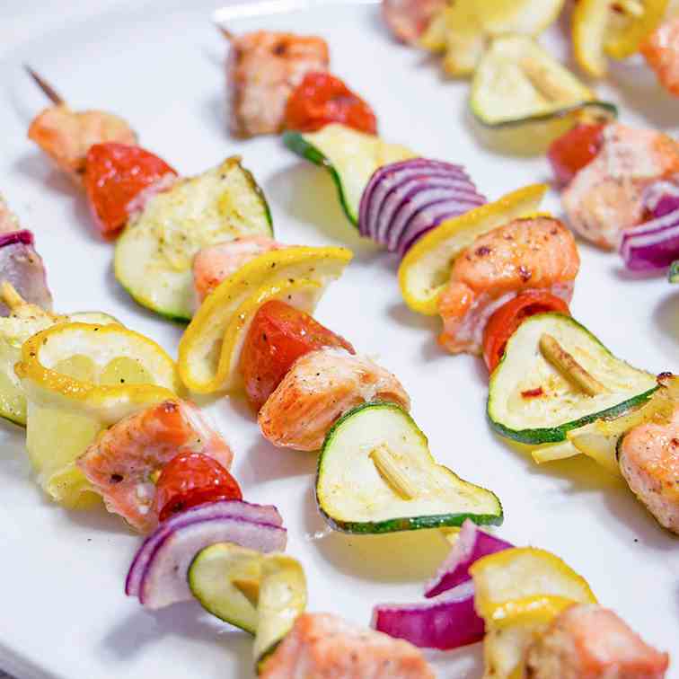 Sweet and Sticky Salmon Kebabs