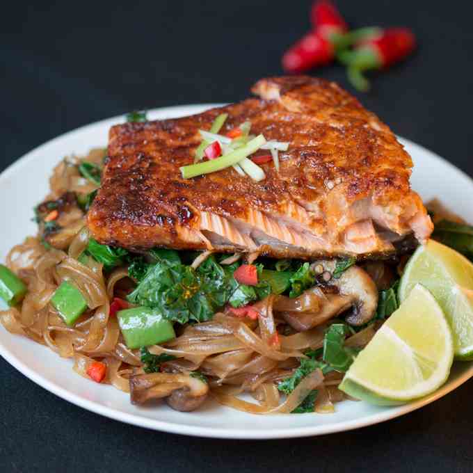 Sticky Salmon with Chilli Lime Noodles