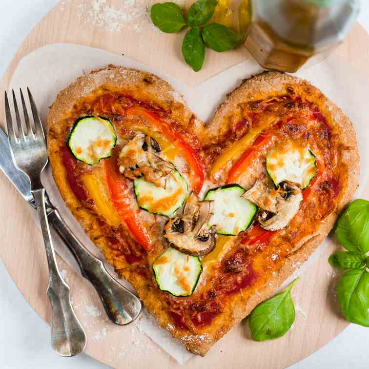 Wholemeal valentines pizza