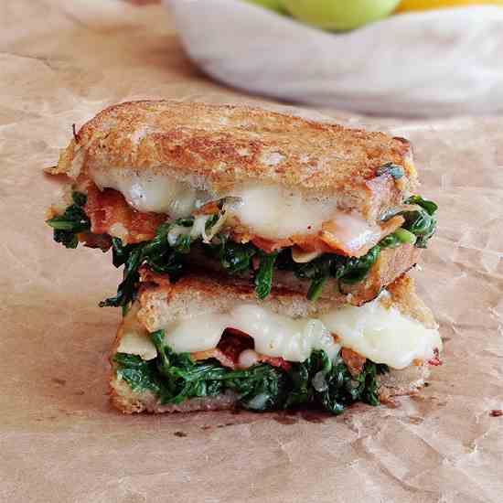 Garlicky Grilled Cheese with Bacon and Spi