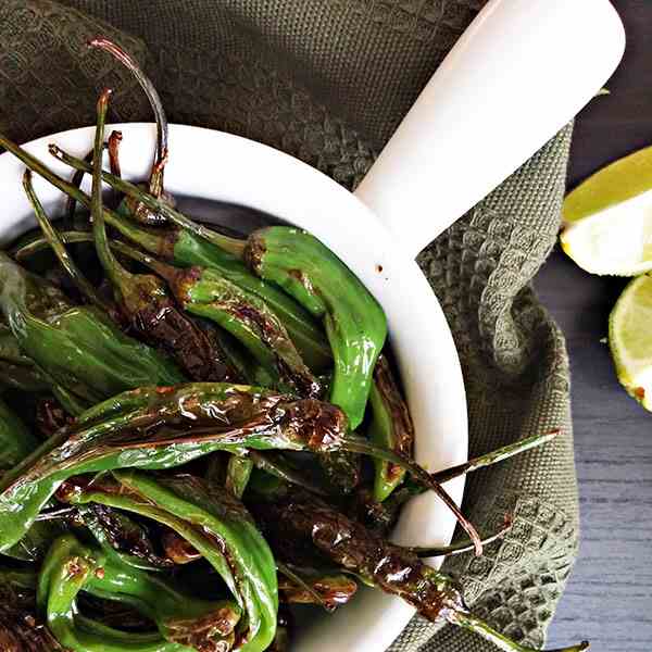Blistered shishito peppers