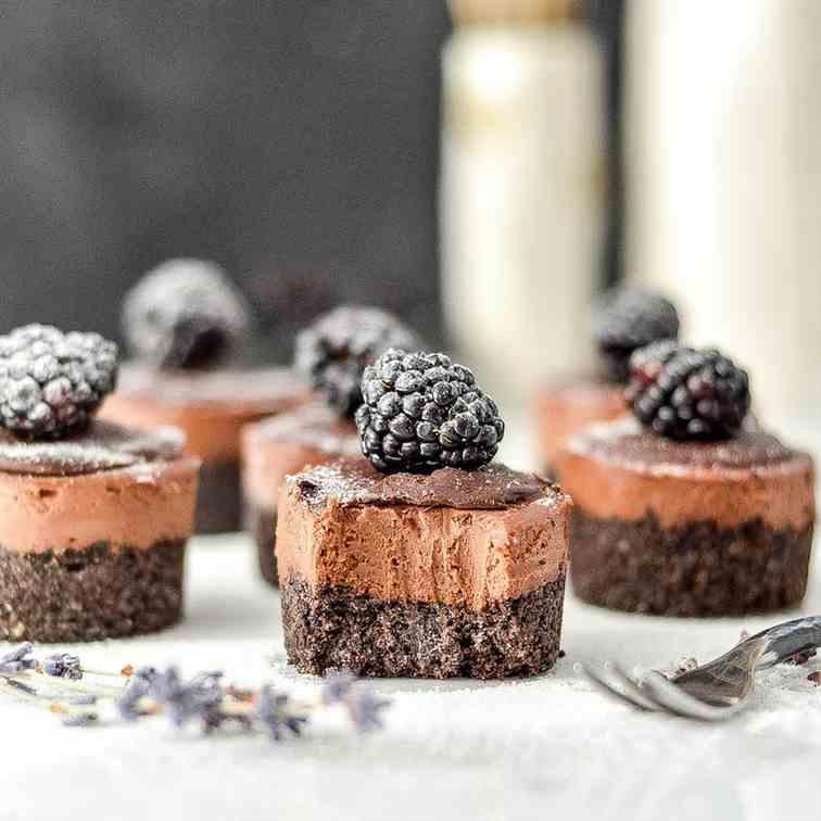 Mini No-Bake Vegan Chocolate Cheesecakes