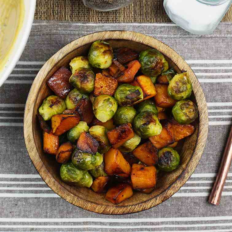 Roasted Brussels sprouts and squash